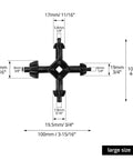 Four In One Drill Chuck Key Set With Quick Swap Wrench For Electric Drills includes detailed measurements for precision fitting.