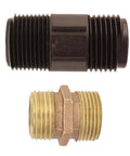 Garden Hose To Pipe Adapter MHT To MPT Connector In Brass Or Plastic, No Glue Irrigation Fitting For Hose To Pipe Systems, Built Tough, Easy Install, No Mess Watering Upgrade, black and brass threaded adapter