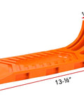 Safety orange tire skate from Two Ton Snatch Block With Chain For Tow Trucks And Wreckers 3 Inch Sheave Three Eighths Inch Wire Rope Grease Fittings Four Pack Interlocking Tire Skates For Rollback Wrecker Car Carrier Safety Orange, showing dimensions.