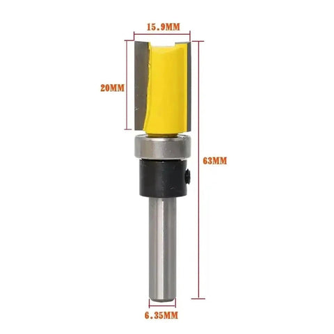 Premium One Piece Flush Trim Router Bit With 1/4 Inch Shank Bearing For Smooth Woodworking Cuts And Template Trimming Patterns On Hardwood, 15.9mm cutter.