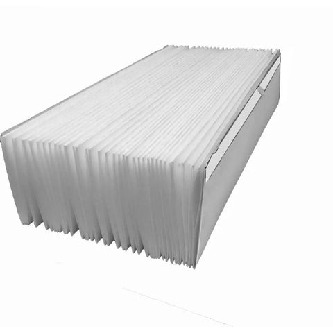 Replacement Air Filter For Aprilaire 2200 Series Air Cleaner MERV 13 With Beefed Up Frame, angled view showing pleated design