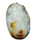 Raw Stone White Jade Wealth Deity Pendant For Men And Women With Original Skin Seed Material And Mutton Fat Jade Charm