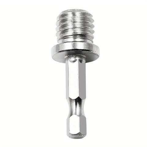 Heavy Duty Quarter Inch Hex Shank Drill Adapter With M14 Screw Thread connecting rod, high speed steel accessory for angle grinders.