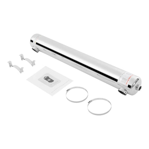 Built Tough 304 Stainless Steel Pool Heat Exchanger for Spas and Hot Tubs, 120KW Quick Heating, Shell and Tube Design