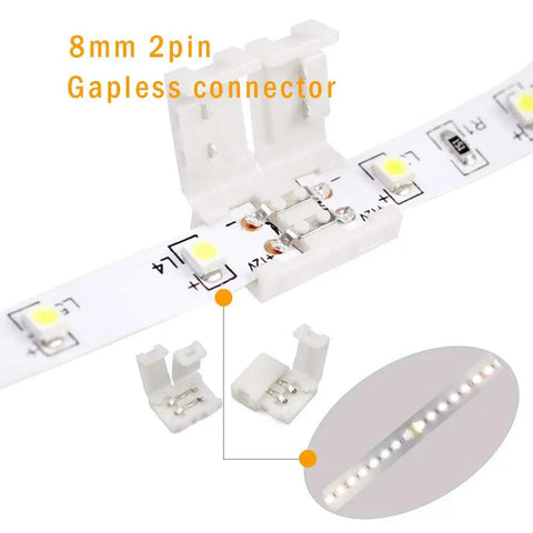 2Pin 8mm LED Strip Connector Kit With Right Angle Corner, T Shape And Gapless Connector For Flexible SMD2835 Tape Lights