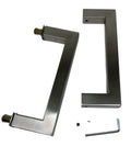 Slick Six Inch Nickel Shower Door Handle For Glass Doors Kickass Heavy Duty Stainless Steel Grip With Straightforward Install Kit, showing two handles and installation hardware.
