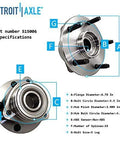 4WD Front Wheel Bearing Hubs Assembly Kit For Dodge Ram 1500 1994 1995 1996 1997 1998 1999 Replacement Wheel Hub And Bearings Set Fits Rear Wheel ABS 2 Pack with specifications diagram