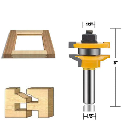 Three Piece Router Bit Set With Half Inch Shank For Round Over Raised Panel Cabinet Doors Ogee Rail And Stile Woodworking Bits Built For DIYers With Carbide Cutters For Groove And Tongue Milling diagram