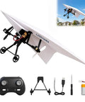 Remote Control Paper Airplane Kit With Motor Powered Flight Gyro Stabilizer Foldable Lightweight Glider Fixed Wing DIY Aircraft With Dual Propellers For Hobby Flight Practice Outdoors Open Spaces 1 Battery