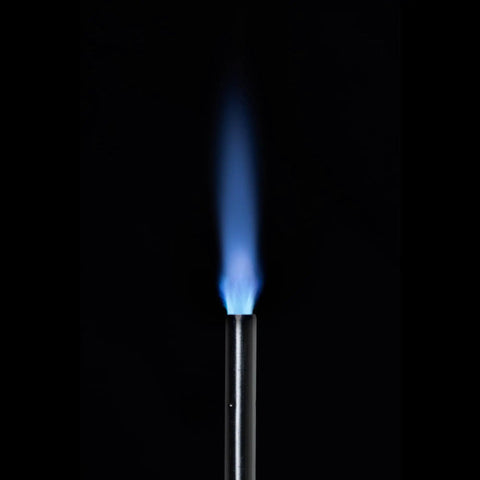 Reach Hose Torch With 5 Foot Hose, Trigger Start One Hand Operation showing high intensity swirl flame in dark setting