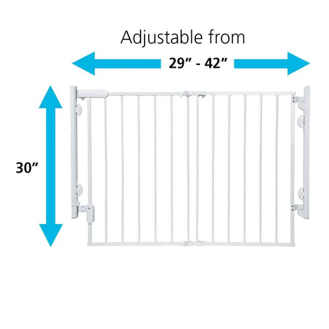 Ready To Install Everywhere Baby Gate With One Hand Operation Walk Through Door Gate For Doorways Hallways And Stairs Adjustable From 29 To 42 Inches White Multi Use Baby Gate