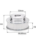 Rock Solid 5M Bf Timing Belt Drive Pulley With Keyway, 50mm diameter, hard anodized aluminum for custom drives.