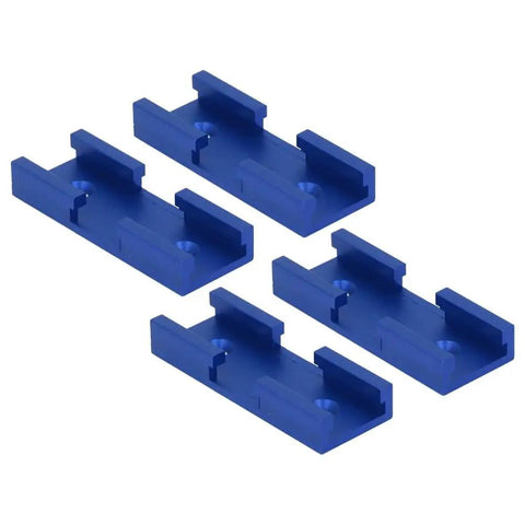 Four Piece T Track Intersection Kit For Woodworking 80mm Pro Grade Aluminum Alloy T Track Setup with blue clamps