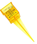 Close-up of Ten Pack 1.5 Inch Rain Gauge And Sprinkler Gauge Wide Mouth Outdoor Water Measurement Tool, yellow, clear housing