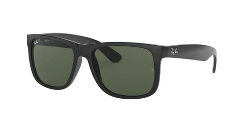 RB4165 Justin Classic Square Sunglasses 55mm Black Nylon Frames with Green Classic Lenses Unisex Shades for Men and Women