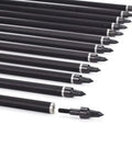 Close-up of 16 Inch Carbon Crossbow Bolts For Hunting And Archery Arrows With 4 Inch Vanes Moon Nocks Target Tips Pack Of 12