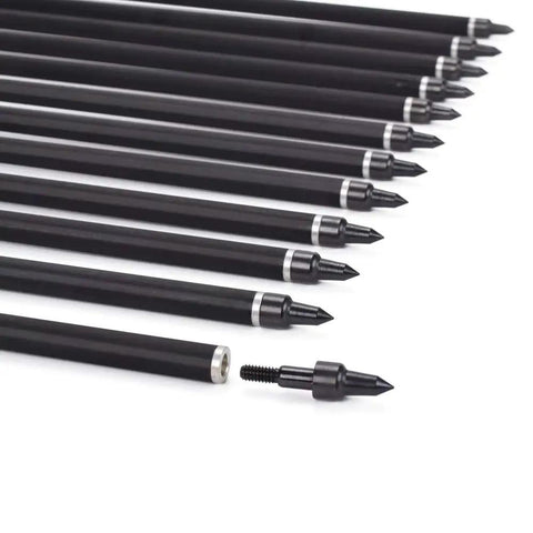 Close-up of 16 Inch Carbon Crossbow Bolts For Hunting And Archery Arrows With 4 Inch Vanes Moon Nocks Target Tips Pack Of 12