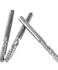 End mill bits, 1/8 in shank, tungsten carbide, single-flute; three pieces shown.