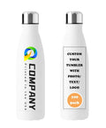 Snag Our Fly Custom 17 Oz Insulated Water Bottles With Double Wall Stainless Steel Build Plus Leak Proof Reusable Design Great For Sports Travel And Gym Workouts White Bulk 100 Pack Holds One Hundred Cups Ideal Kick Back Drinkware Vacuum Sealed with custom branding.