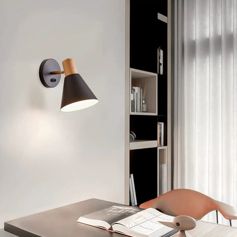 Black Adjustable Wood Style Wall Sconce Reading Lamp for Bedroom Hallway and Living Room Go To Lighting Hardwired 1 Pack