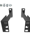 Built Tough 1U Server Rack Depth Extension Kit Drop Right Into Recessed Cabinets With Premium Heavy Duty Steel Build showing black steel brackets.