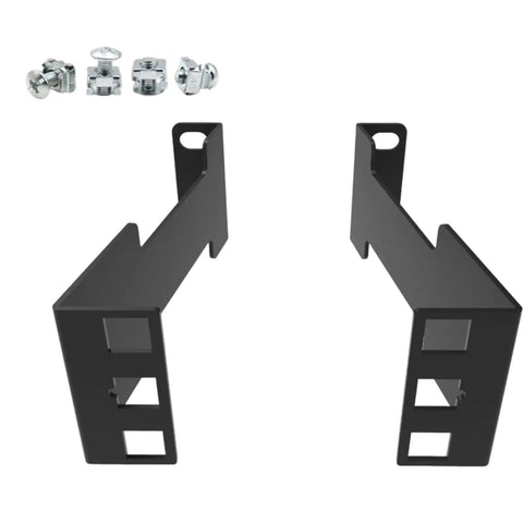 Built Tough 1U Server Rack Depth Extension Kit Drop Right Into Recessed Cabinets With Premium Heavy Duty Steel Build showing black steel brackets.