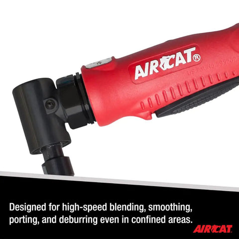 Composite Right Angle Die Grinder Pneumatic Tool 18,000 RPM 0.4 HP Quiet 82 dBA Pro Grade Ergonomic Grip for Deburring Blending Smoothing and Porting in Tight Spaces Shop and Home Use