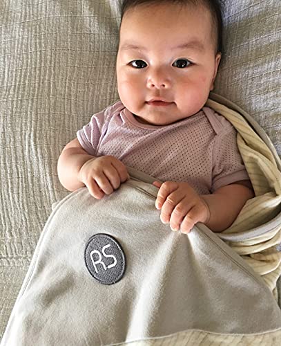 Baby wrapped in 5G Blocking EMF Protection Baby Blanket For Pregnancy Belly Shield Organic Cotton Outer Layer Large 43 By 35 Inches Cozy