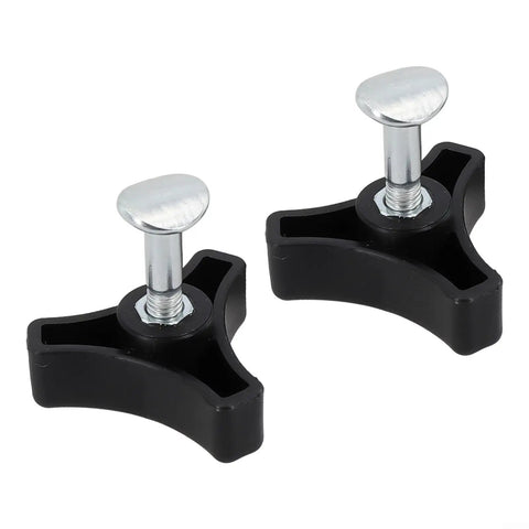 Premium Lawn Mower Parts Set With Durable Plastic Triangle Handle Knob, Bolt And Screw Kit For Yard Garden Outdoor Machines, Featuring 50 MM Long Screw, 20 Mm Head Diameter, And 6 Mm Shaft Fit In Silver And Black, two replacement knobs
