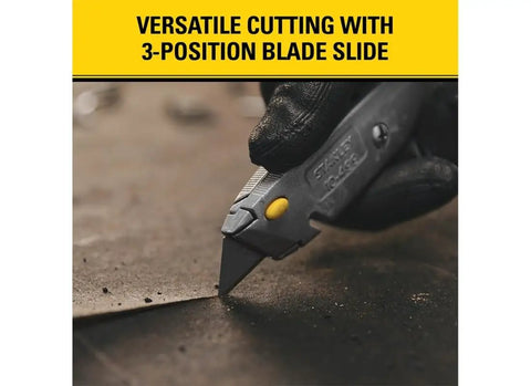 10-499 QuickChange Retractable Utility Knife cutting surface, showing one-hand blade change, durable aluminum handle, for precise cutting