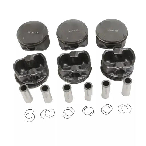 Boss Quality M54B30 3.0 Liter Engine OEM Spec Piston Ring And Main Bearing Assembly Including Full Gasket Bundle For BMW 330i 330xi 530i X5 E46 Street Build with pistons and clips.