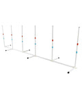 Dog Agility Starter Set With Hoop Jump, Weave Poles, And Bar Jump For Backyard Training featuring white weave poles