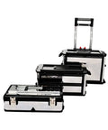 Rolling Three Part Toolbox Kit With Easy Grip Handle, Mobile Organizer On Wheels For Tools, Hardware, And Crafts; Includes Tray, Two Drawers, And Large Bottom Compartment For Quick Access