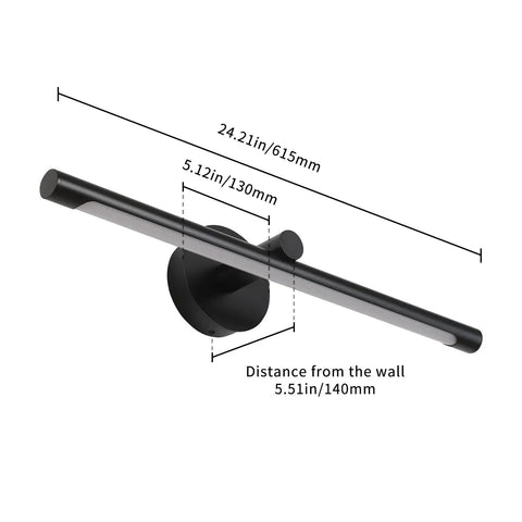 Sleek Black Hardwired Picture Light For Paintings And Wall Art LED Gallery Display Lighting With 24.21 Inch Reach, 12W Power