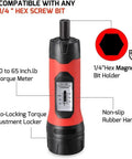 Premium 1/4 Inch Drive Preset Torque Screwdriver Set Adjustable 10-65 In-Lbs showing torque meter and non-slip handle.