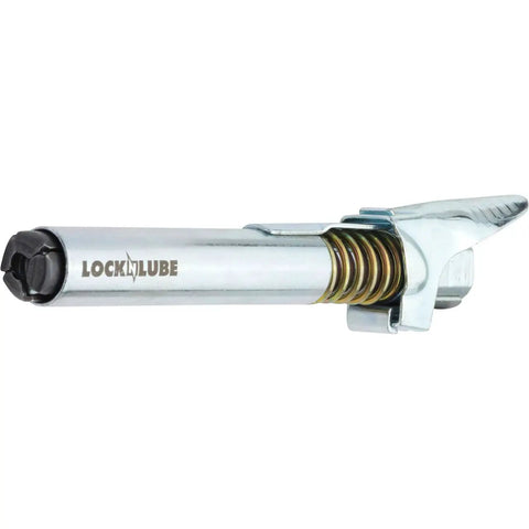 Grease Gun Coupler XL Universal Fit With 3.5 Inch Extra Reach For Recessed Fittings, chrome locking jaws and spring mechanism