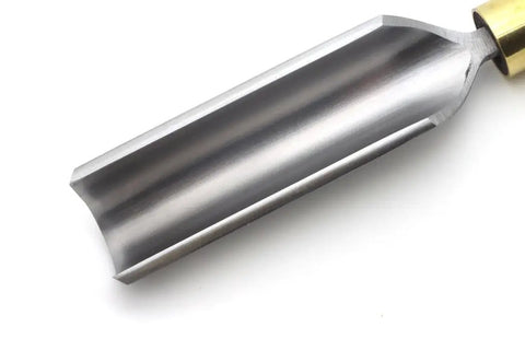Close-up of Top Shelf Shop Ready Spindle Roughing Gouge For Woodturning featuring M2 high-speed steel and three quarter inch cutter.