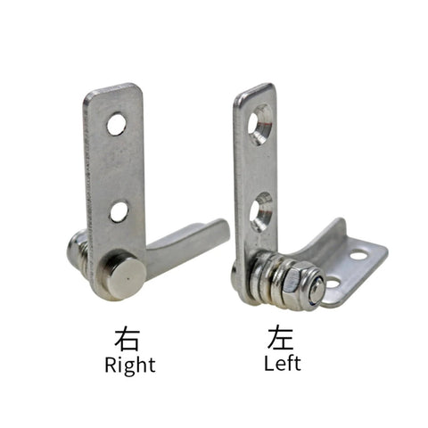 Pair of right and left stainless steel damping hinge hardware with mounting plates and adjustable torque pivot