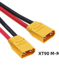 XT90 High Current Power Connector Cable, Male to Male 10AWG Extension, yellow connectors with red and black wires