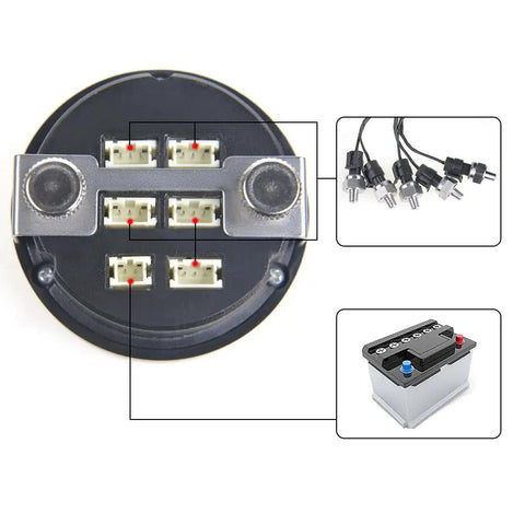 12V 8 Valve Air Ride Suspension Manifold Kit With Control Panel Ship Type Switch And Five Gauge Display Red components