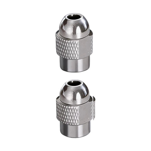 Two silver knurled collets from Replacement Collets And Nut Set For Rotary Tools Eight Copper Slotted Collets And Two Silver Collets Handy DIY Kit