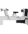 Top Shelf Benchtop Wood Lathe Machine Packing A Beefy 3/4 Horsepower Motor With Sweet 650 To 3800 RPM Adjustments, Generous 12 Inch Swings And Roomy 18 Inch Reach For Serious Woodturners side view showing main body and motor.