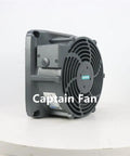 W2D225-EB14-01 Beefy Spindle Motor Fan for CNC Cooling, side view, showing fan blades and housing, 400-480VAC, IP55 rated.