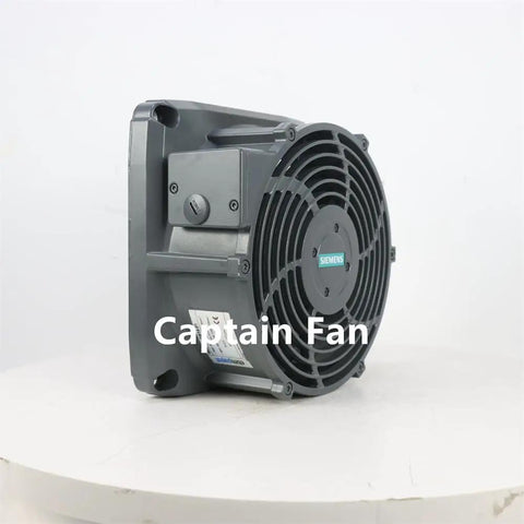 W2D225-EB14-01 Beefy Spindle Motor Fan for CNC Cooling, side view, showing fan blades and housing, 400-480VAC, IP55 rated.