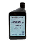 Quart Hydraulic Steering Fluid Oil For All Hydraulic Steering Systems bottle with a label showing oil 15 Uflex brand