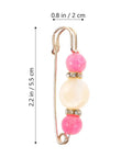 12 Piece Heavy Duty Alloy Waist Adjustment Pins To Fix Baggy Jeans And Bulkier Sweaters Metal Safety Brooch Clip with decorative beads.