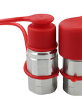 Blueagle 1/2 in NPT hydraulic quick-connect couplers, metal bodies with red dust caps, front close-up (set of 2)