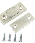 Tough Heavy Duty Magnetic Door Catches Grip Em Solid So You Can Kick The Banging Habit And Keep Cupboards Shut Tight All Day Long Plus Enjoy A Sleek Hidden Setup That Looks Totally Awesome In Your Kitchen Or Closets Set Of Two Pieces, nickel plated magnetic catches and screws for cabinet doors.