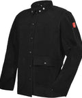 Heavy Duty Flame Resistant Leather Welding Jacket From Thick Cowhide Split Leather For Full Upper Body Protection, Black, XXXL