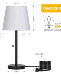 Set of 2 Modern Bedside Lamps in Black and White, Ideal for Bedroom, Dorm, Living Room, or Office, 20 Inch Height dimensions
